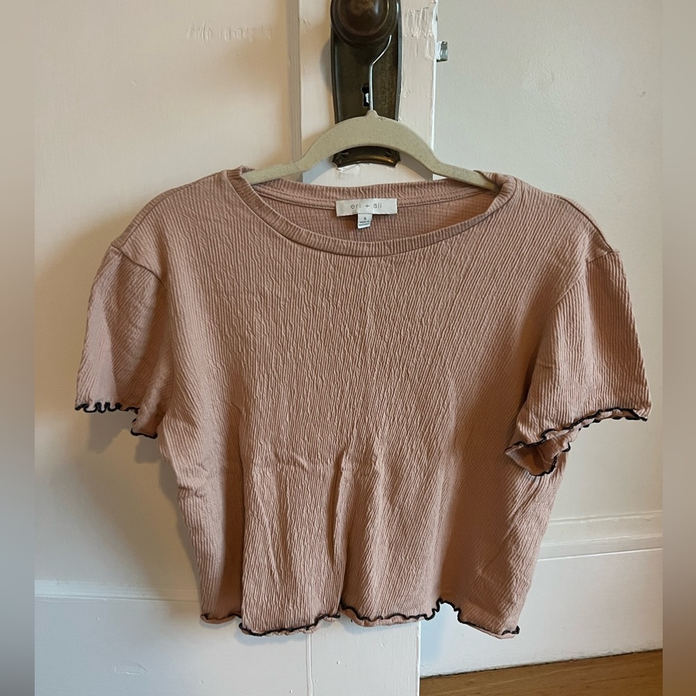 Eri + Ali Anthropologie tan crinkle shirt size S